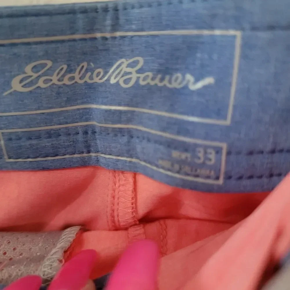 Eddie Bauer Men's Amphib Board Pink Polyester Blend Shorts 2.0 Size 33